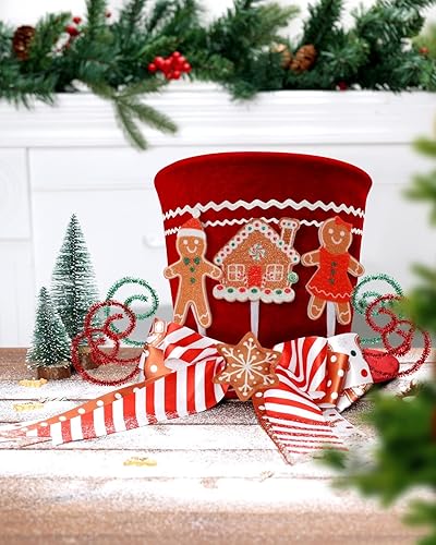 Miniatura 2 de CiyvoLyeen Adorno para árbol de Navidad de jengibre, sombrero rojo con bastón de caramelo, galletas de jengibre, decoración del hogar, decoración