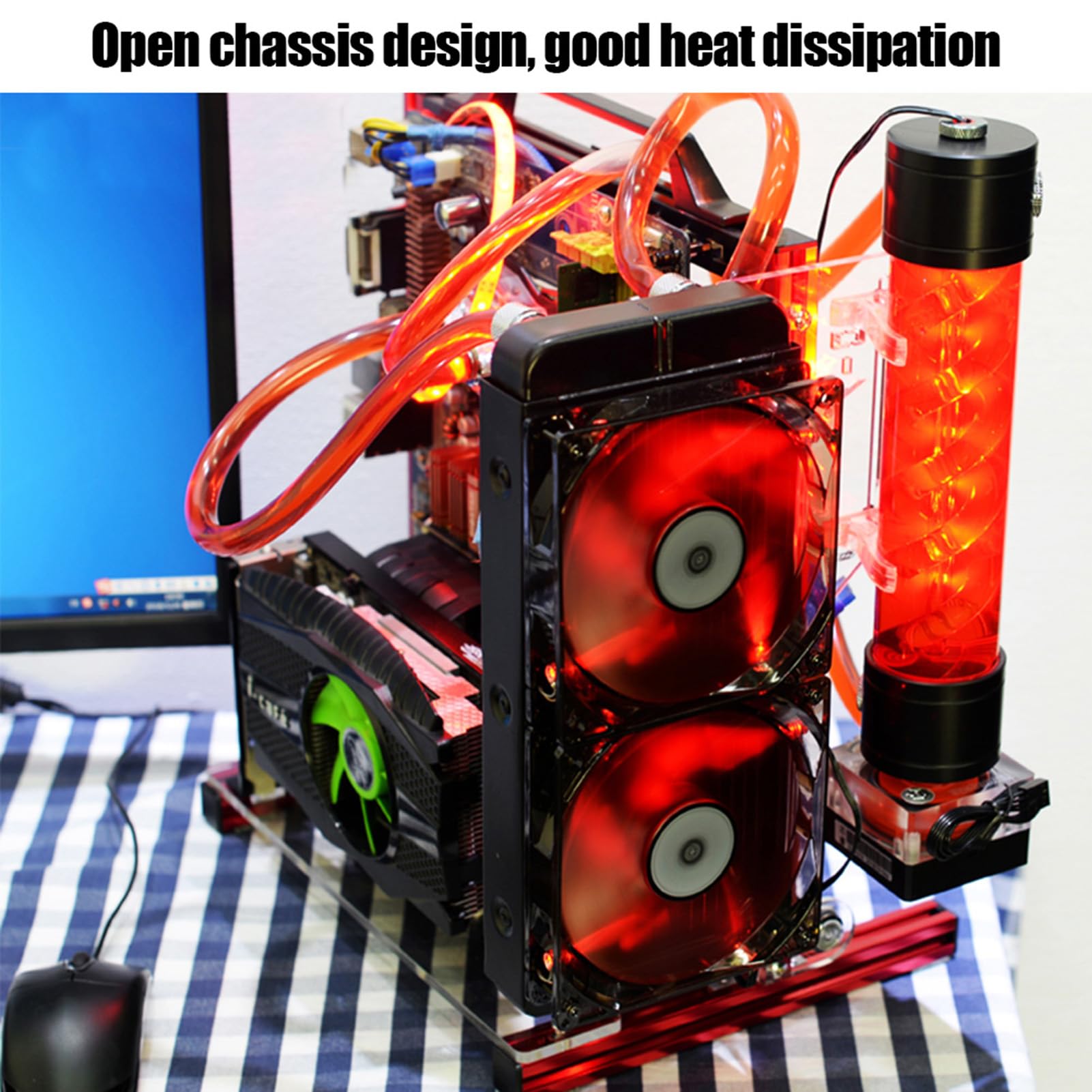 Apri lo Scaffale del Telaio con Profilo in Alluminio 20x20, Supporto GPU, Design Portatile per Appassionati di Fai -da -te e Modder (rosso)