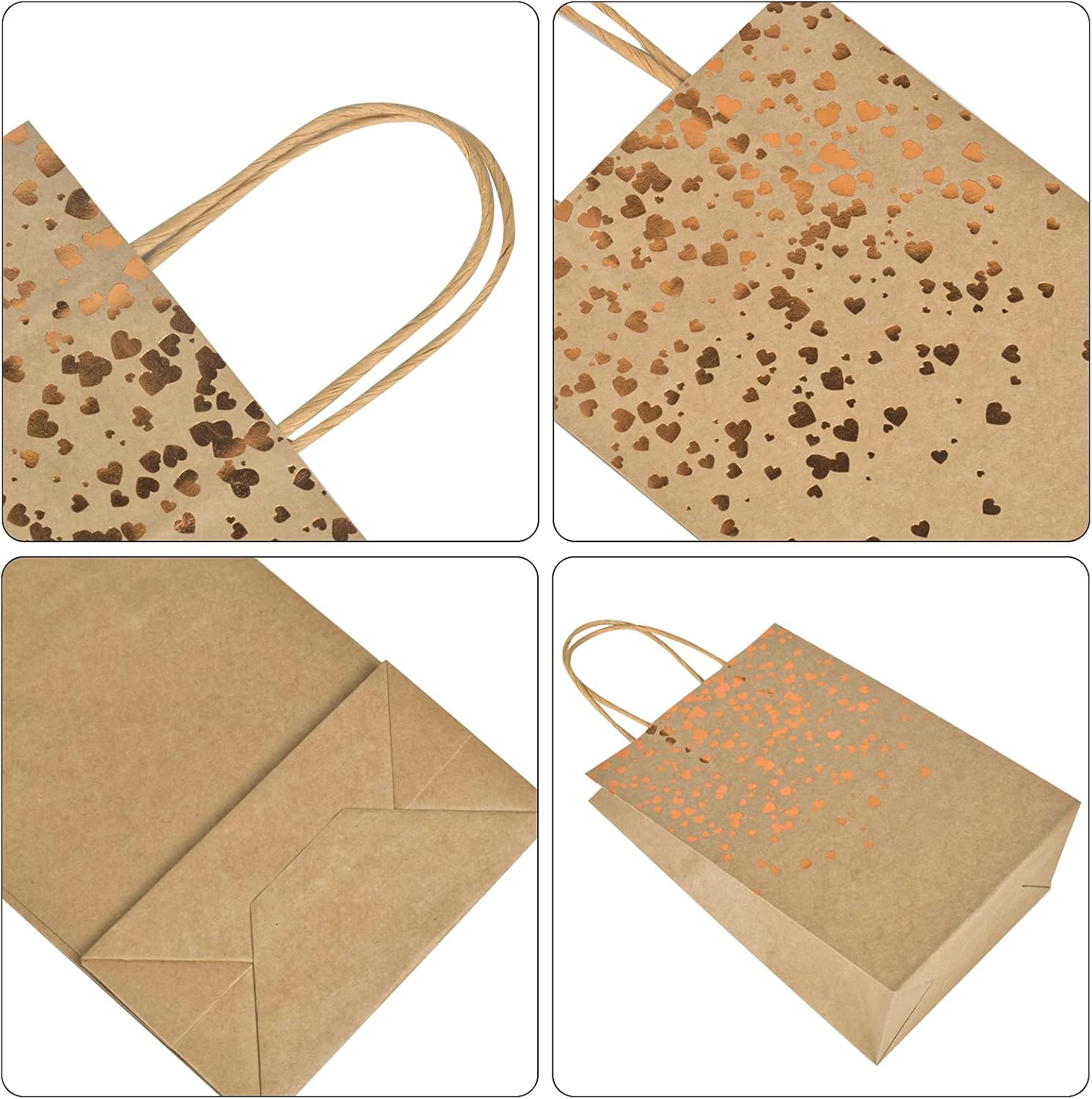 10 Pieces Bronzing Kraft Paper Bags Lunch Bags Paper Party Bags Party Favor Bags Flat Bottom Bags Grocery Bags with Handle for Party Celebrations Birthday - Image 4