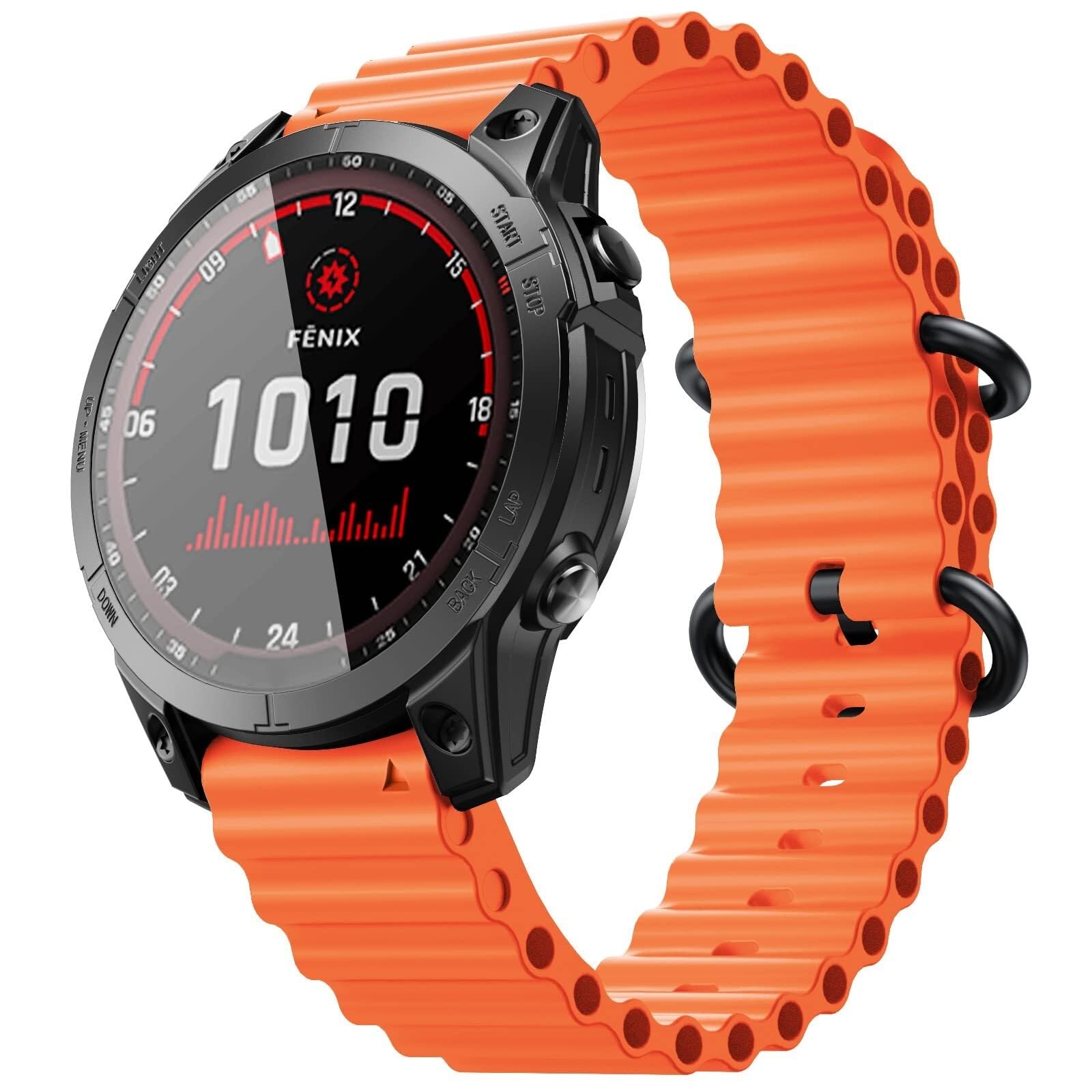 SERDAS For Garmin Fenix 8X/6X Pro Band, 26mm Ocean Silicone Sport Watch Band For Fenix 5X, Fenix 5X Plus, Fenix 7X, Instinct 2X Quatix 6X, Quatix 7X, Enduro 2, Tactix Delta WatchBands(Orange)