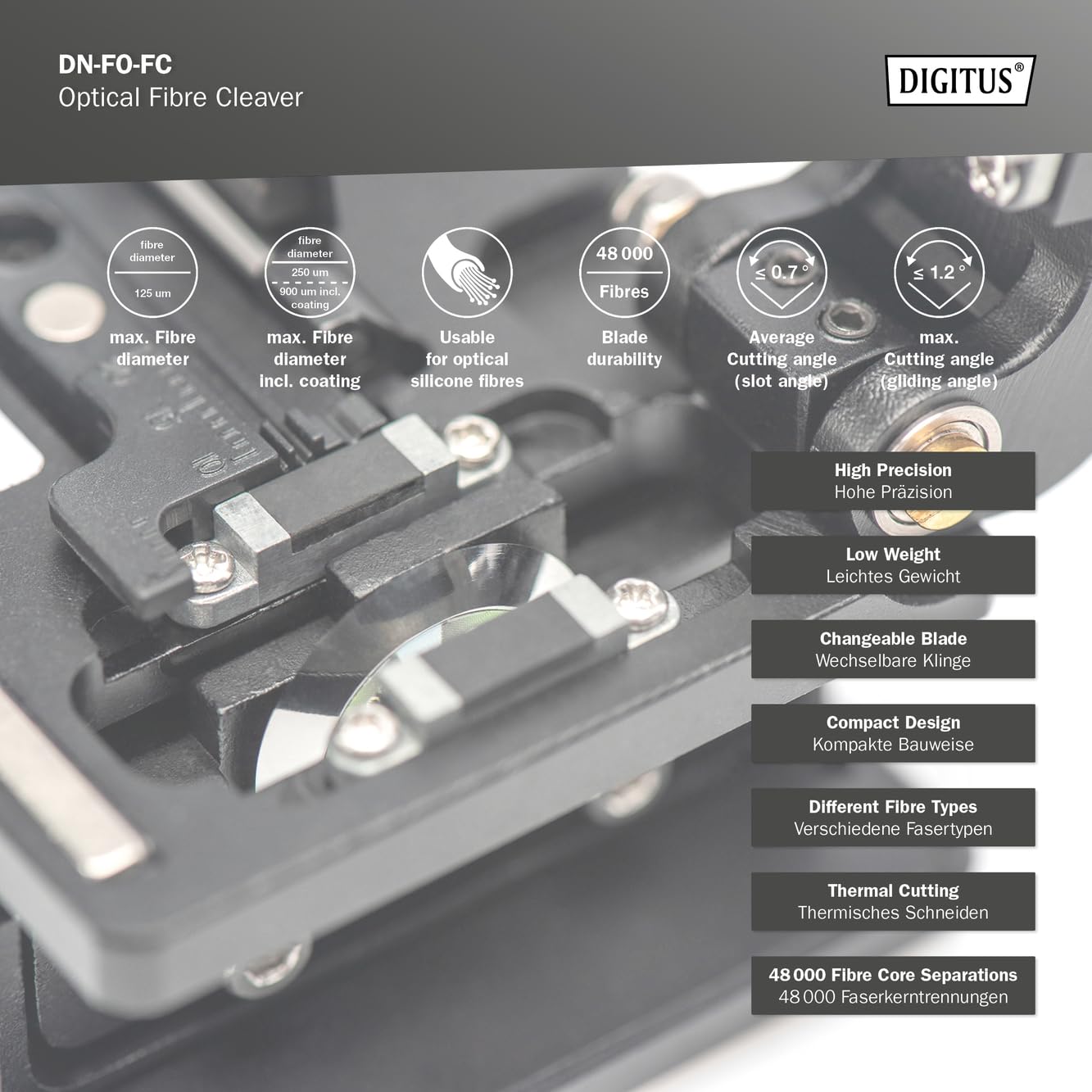 DIGITUS LWL-Cleaver für optische Silikonfaser Glasfaser LWL