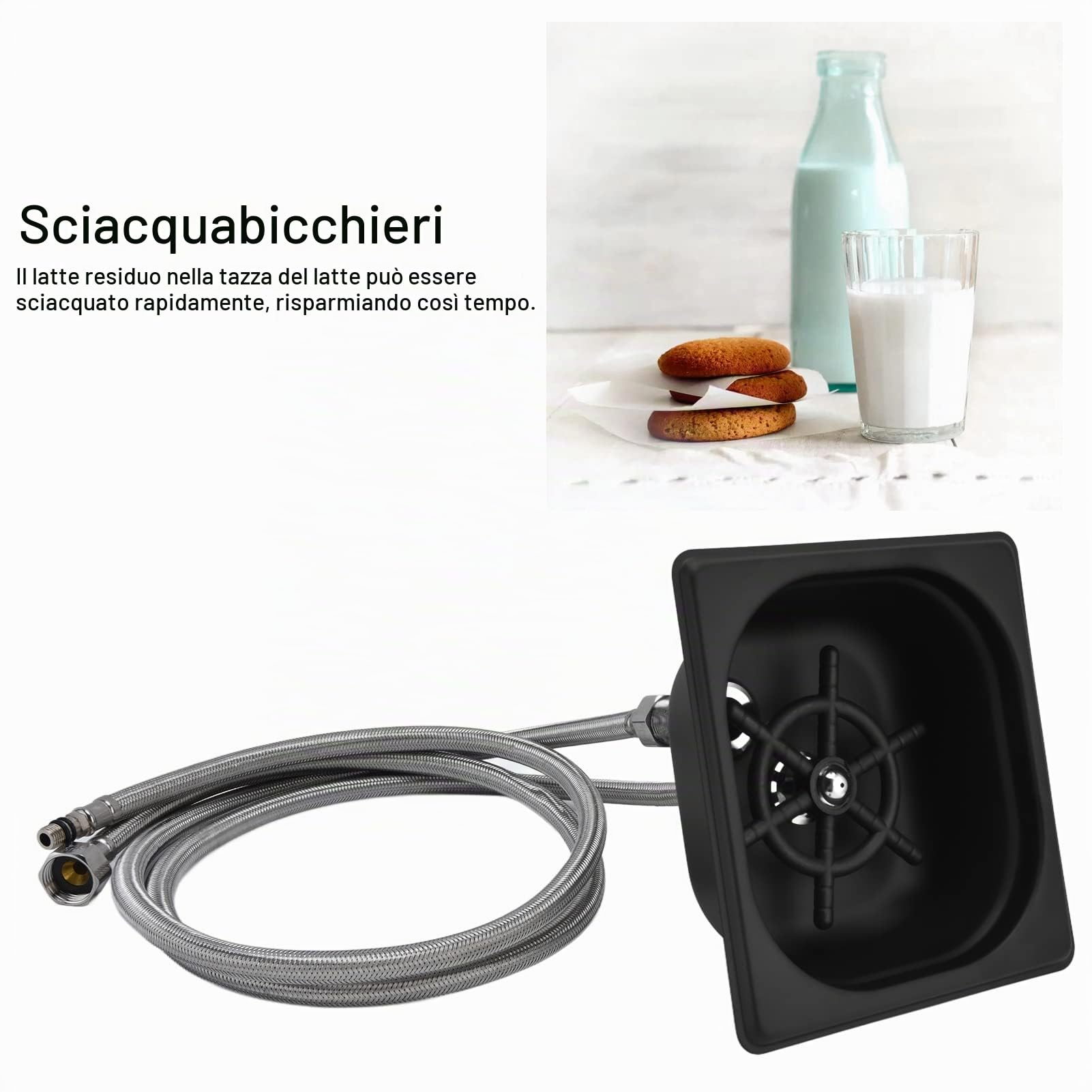 Sciacquatrice per Bicchieri, Lavabicchieri Automatica, Lavabottiglie in Vetro Ad Alta Pressione, Accessori per Lavelli da in Acciaio Inossidabile per Cucine da Laboratorio per Uso(Nero)