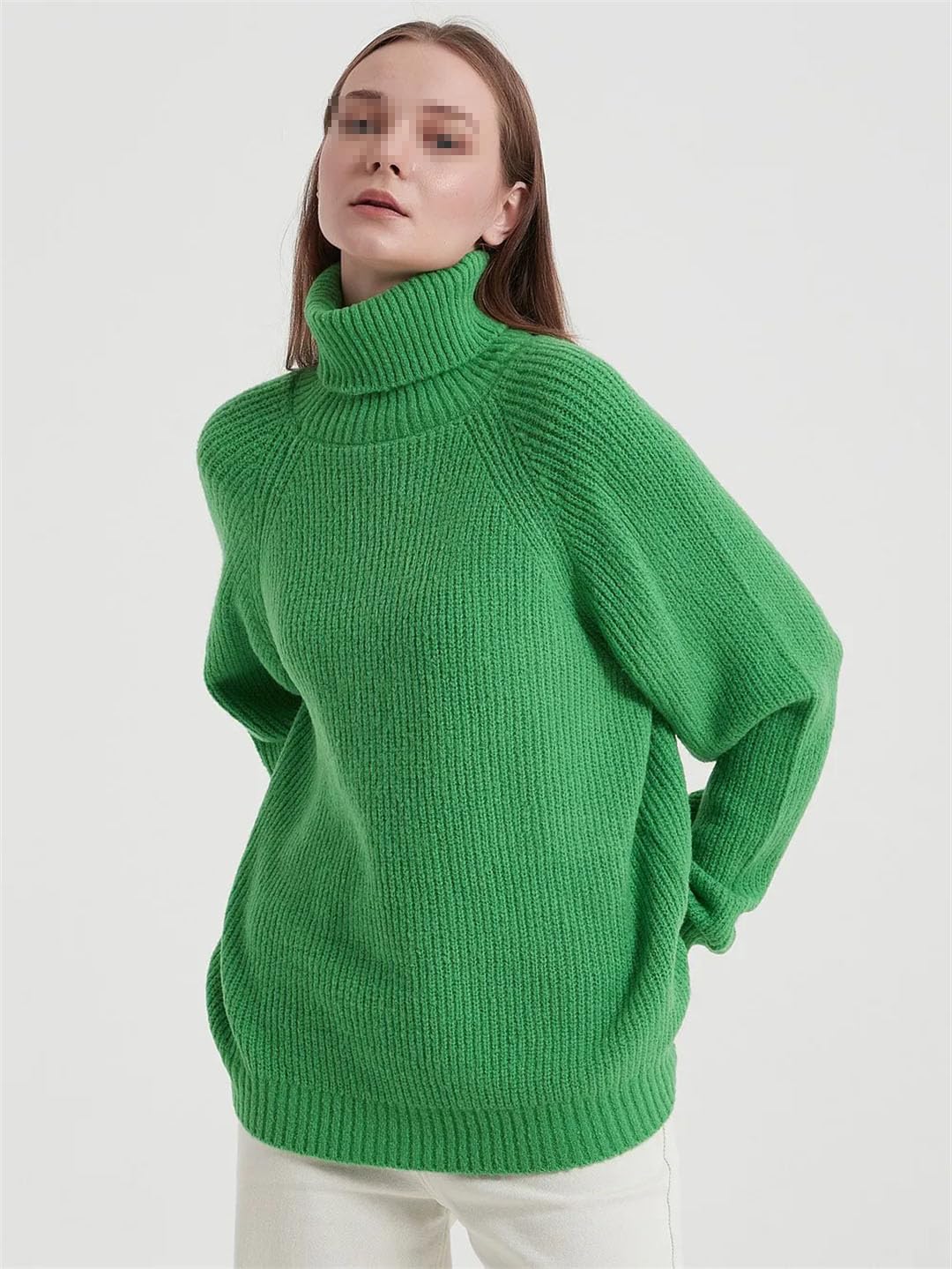 Maglione da donna a collo alto basico pullover allentato maglione casual top
