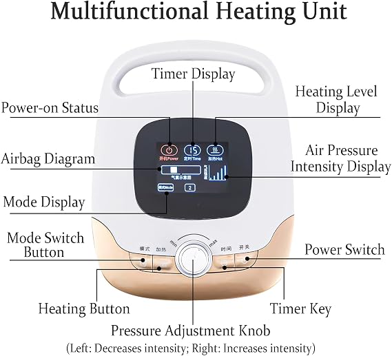 Lymphatic Drainage Massager Legs, 5 Chamber Electric Air Compression Therapy Boots with Heat, Pressotherapy Leg, Arm & Waist Massager, Air Compression Massager for Circulation