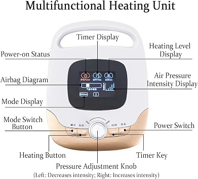 Lymphatic Drainage Massager Legs, 5 Chamber Electric Air Compression Therapy Boots with Heat, Pressotherapy Leg, Arm & Waist Massager, Air Compression Massager for Circulation