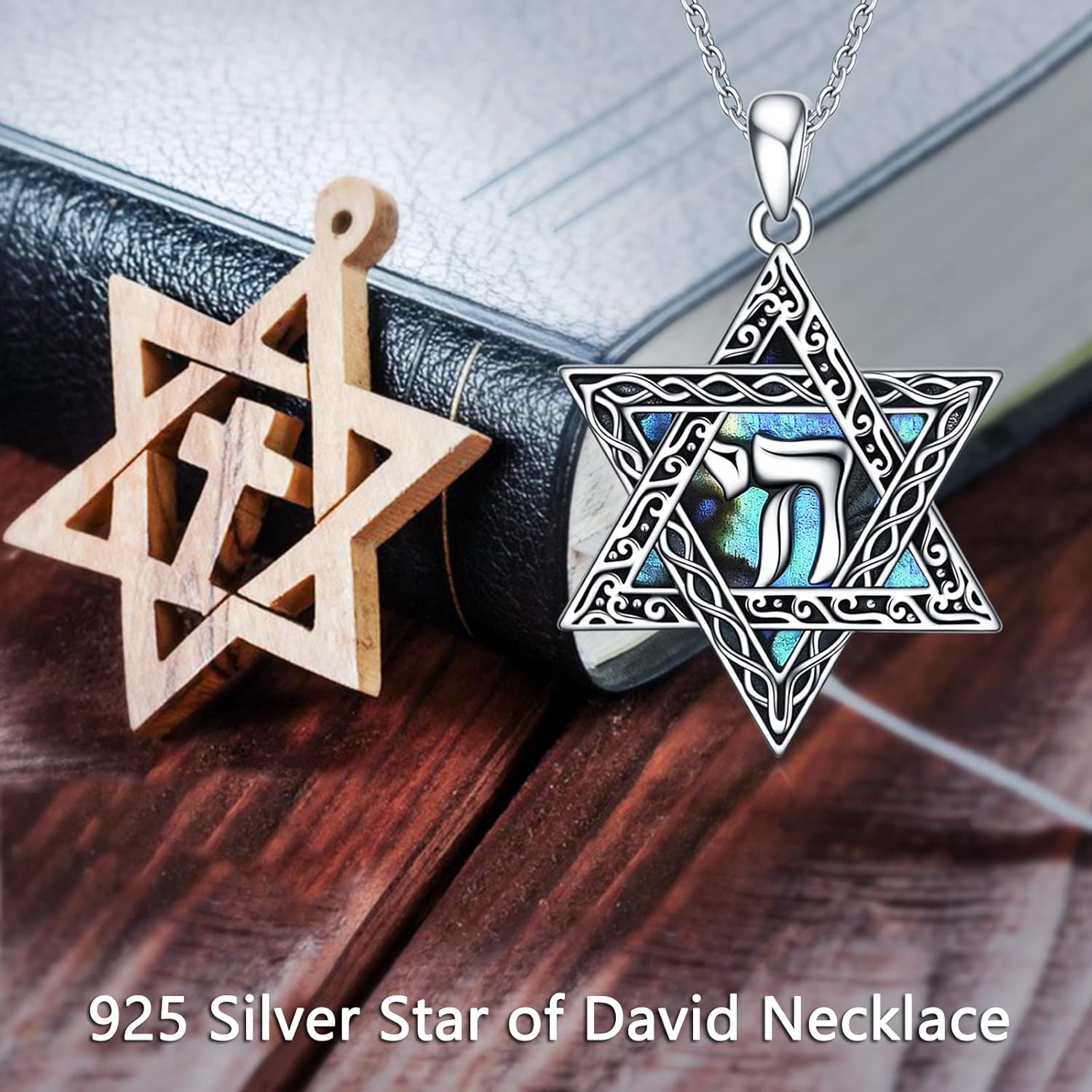 CRMAD Star of David Cross/Chai/Tree of Life/Peace Sign Necklace for Women Men Sterling Silver Cross Abalone Shell Jewish Jewelry - Image 5