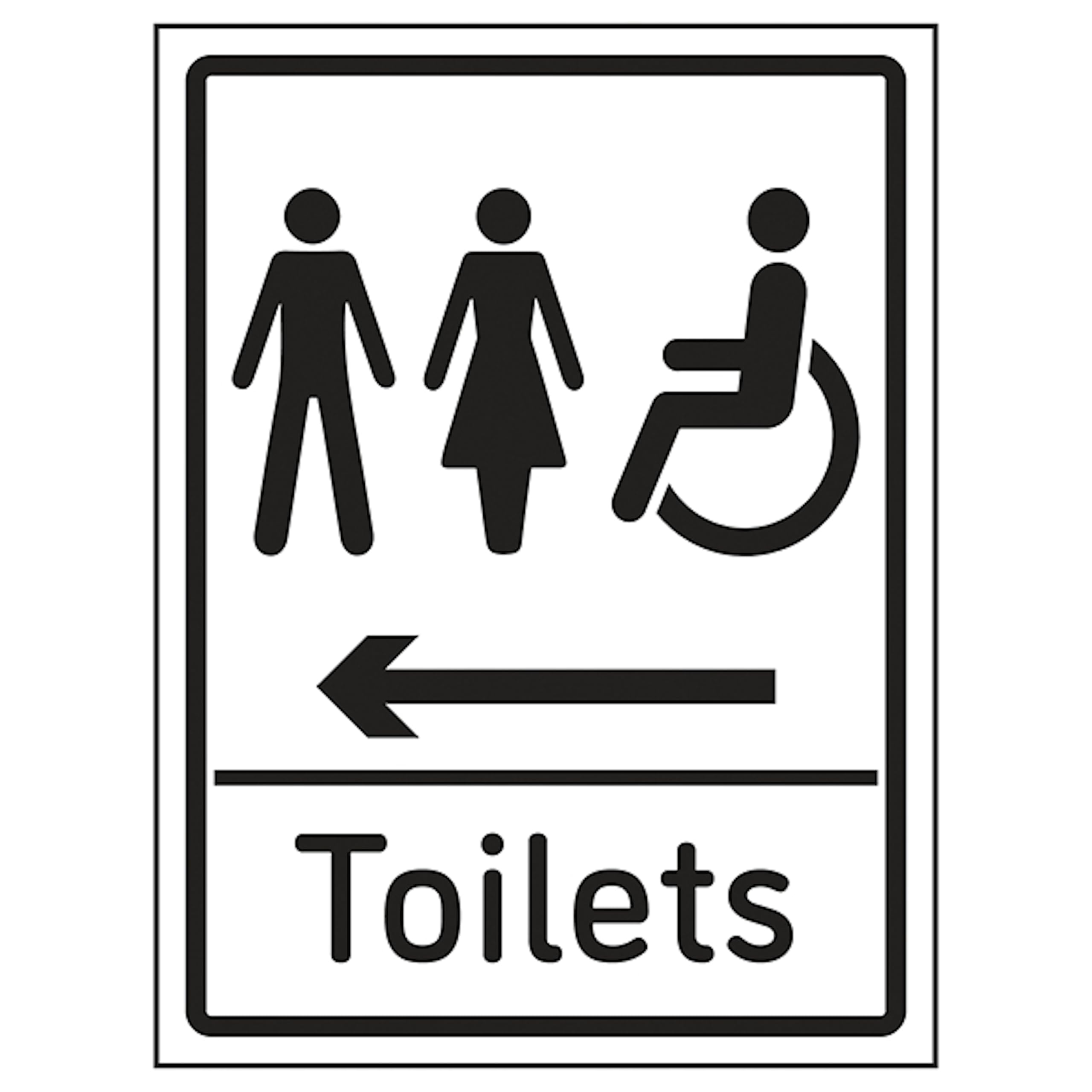 V Safety Mixed Toilets Arrow Left 150 x 200 mm - Glow In The Dark 1mm Rigid Plastic Safety Sign