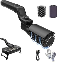 Electric Grill Brush, High Torque Grill Brush with Rechargeable 3-Speed Modes, 180° Adjustable Stainless Steel Replaceable Brush Head, Fit for Outdoor Camping and Barbecuing
