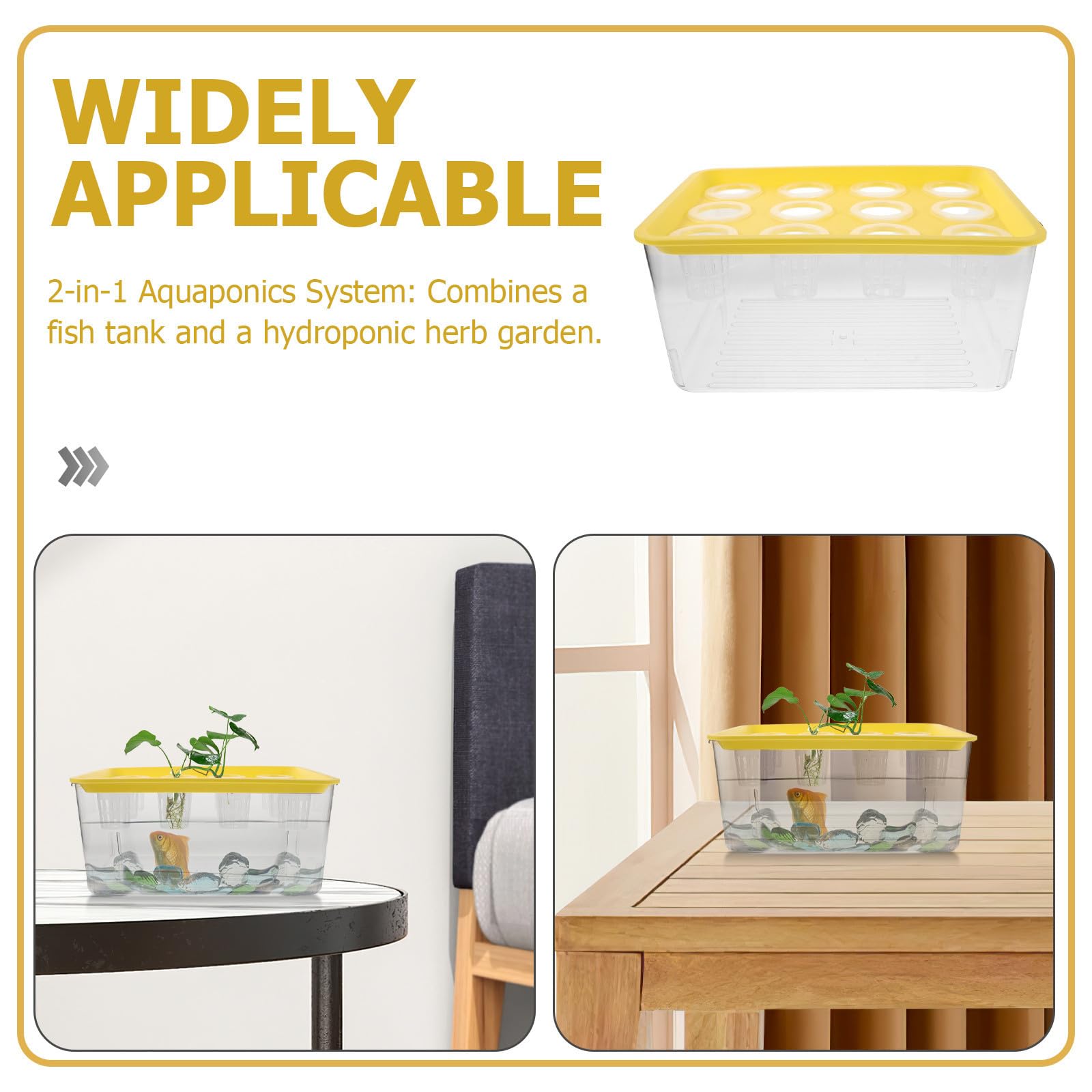 HEALLILY Aquarium Aquaponique pour Poissons avec Couvercle de Sécurité en Plastique, Système de Jardinage Intérieur Intégré pour Plantes et Poissons, Décoration pour Salon