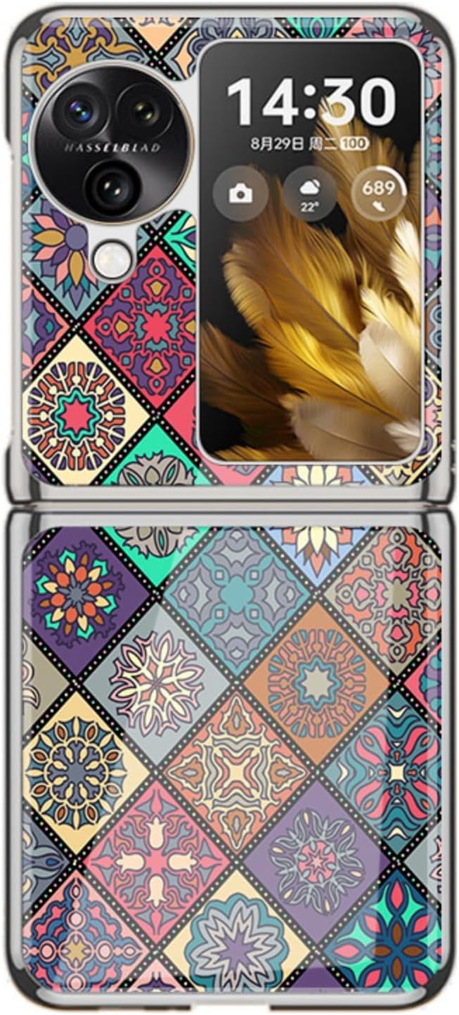 Case for Oppo Find N3 Flip, Luxury Shockproof Case, Doodle Pattern Scratch Resistant Glass Case (8,for Oppo Find N3 Flip)