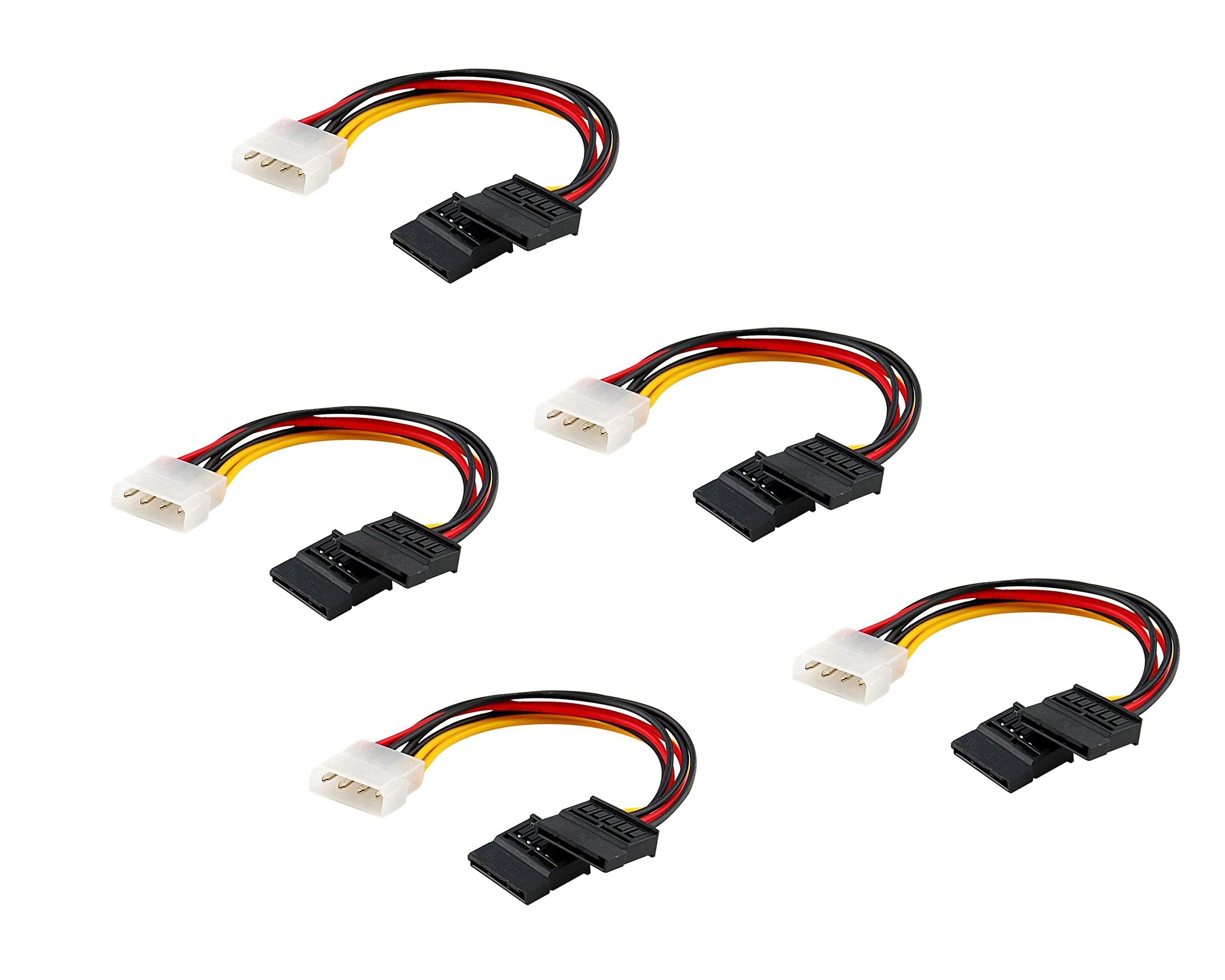Wizzo (Pack of 5 Pieces 15cm 4 Pin Molex to Dual SATA Power Y Cable Adapter for Internal Hard Disk Drive, HDD, SSD & DVD Writer (B0932C882R) Amazon Price History, Amazon Price Tracker