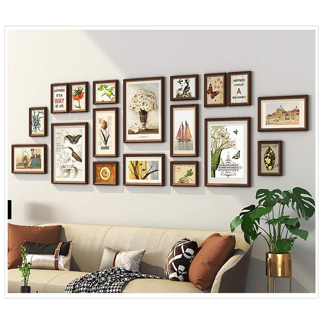 Ramki ścienne i stojące Zestaw ramki na zdjęcia 18 opakowania drewniane do zdjęć Collage Ramki Wall Gallery ściany i domu, 3 kolory Zestawy ramek do zdjęć w różnych rozmiarach(B)