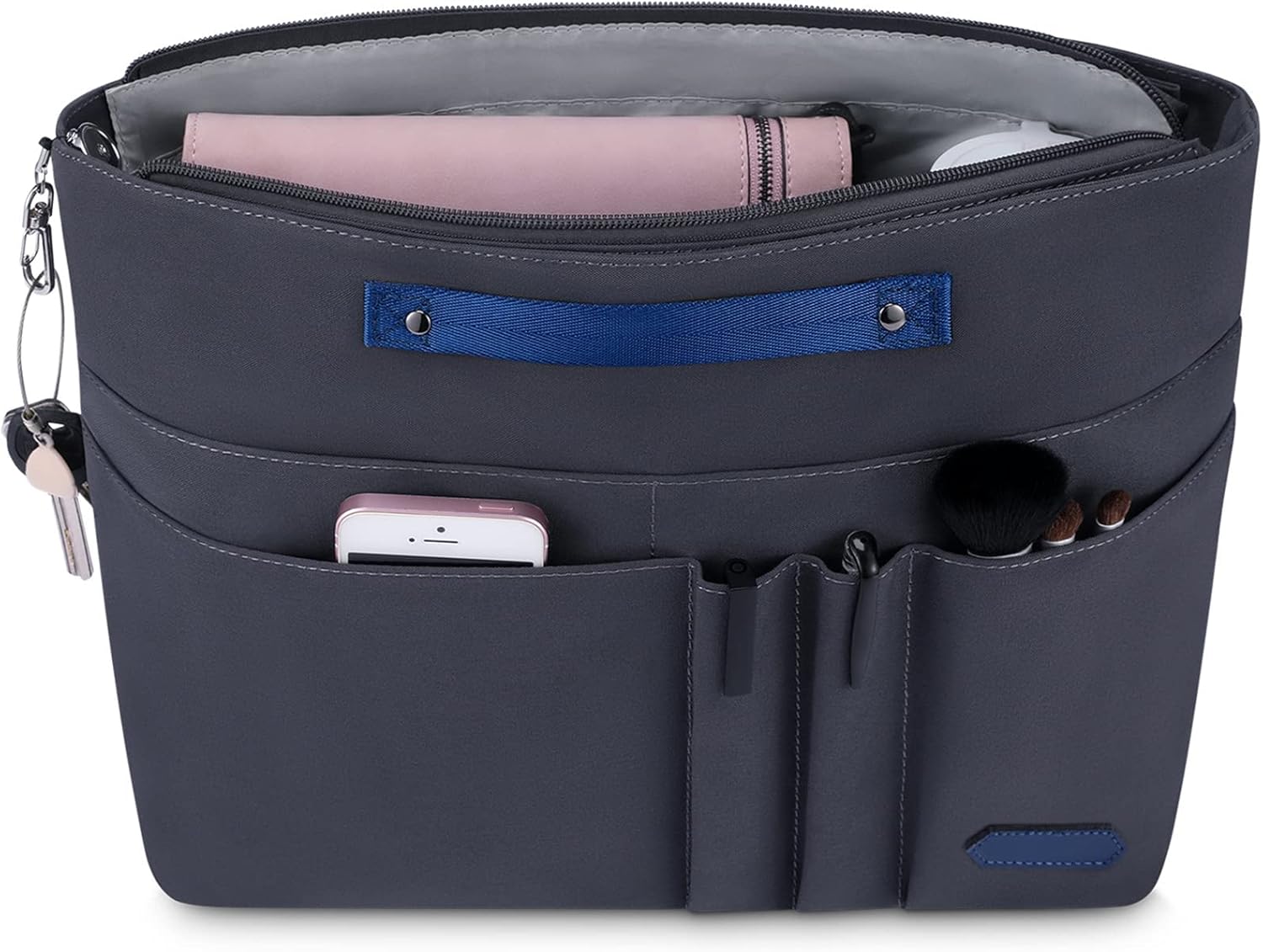 HyFanStr Purse Organizer Insert for Handbags,Tote Bag Organizer Insert Zipper Bag for Women, Handbag Organizer Inside Liner with 15 Pockets