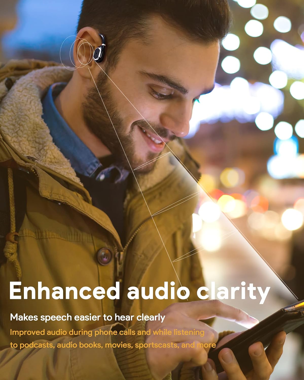 MEE Audio AirHooks Open Ear Headphones - Lightweight, Comfortable, Sweatproof Wireless Bluetooth Earbuds with Mic and High Audio Clarity Let You Hear Your Surroundings for Safer Workouts and Running