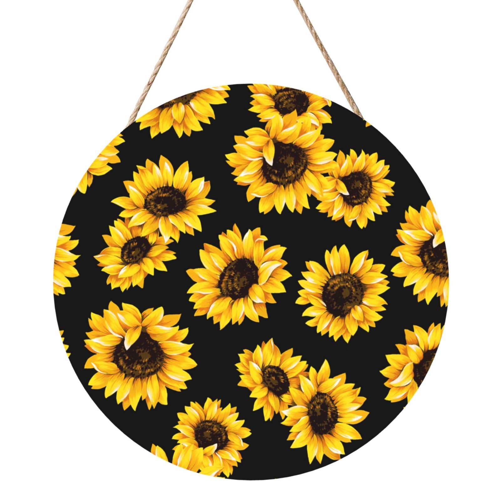 Sunflower, Round Wood Panel Painting 12 in, Wall Hanging Painting For Home