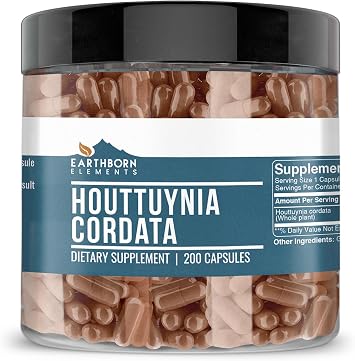 Earthborn Elements Houttuynia Cordata 200 Capsules, Pure & Undiluted, No Additives