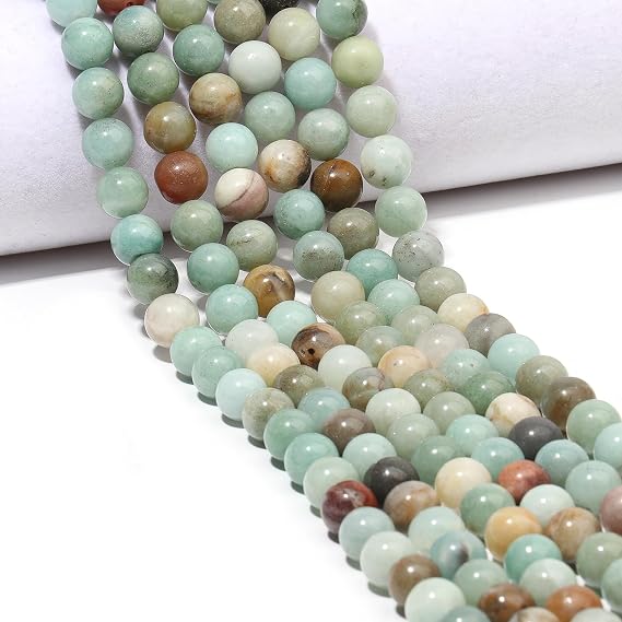 60pcs 6mm Natural Stone Beads Amazonite Beads Crystal Gemstone for Jewelry Making, DIY Bracelet Necklace