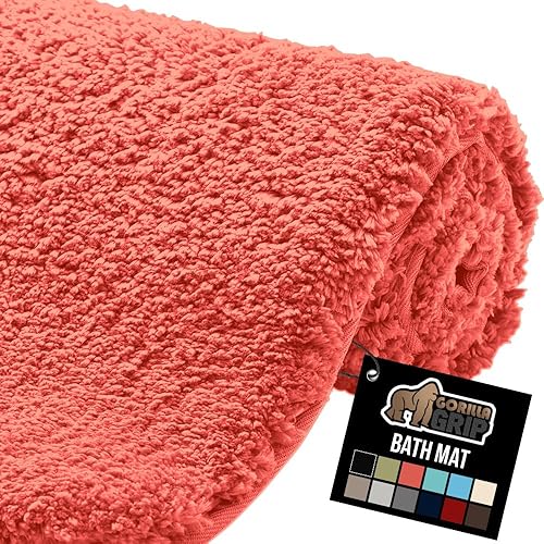 Miniatura 18 de GORILLA GRIP Alfombras de baño, ultra suaves, absorbentes, de felpa gruesa, lavables a máquina, microfibra de secado rápido, tapetes para ducha