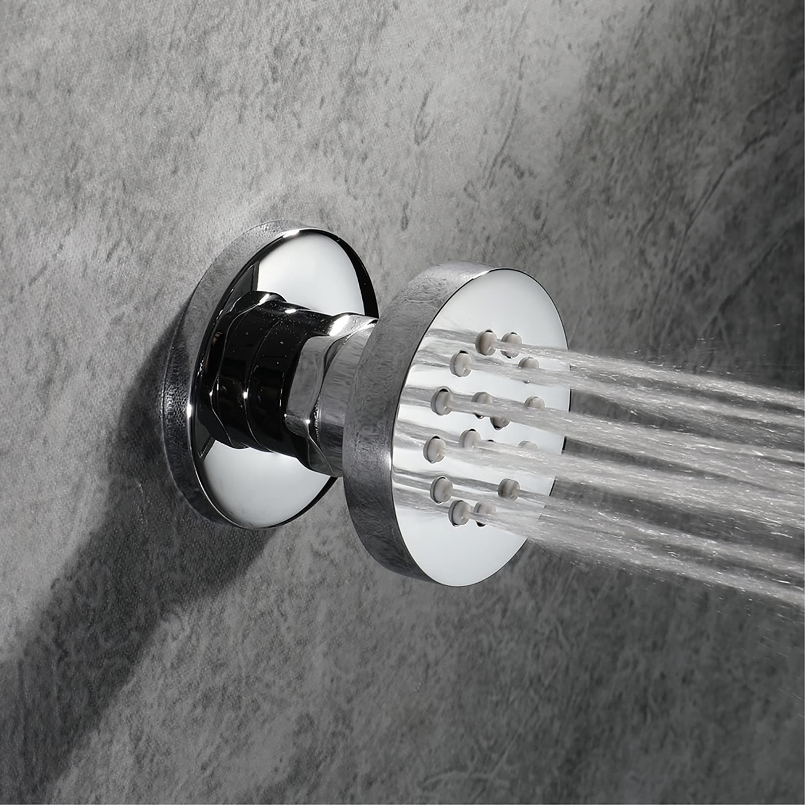 Jets Latéraux Chromés en Laiton Réglables - Pulvérisation Ronde Murale pour Massage Douche - Accessoires de Salle de Bain, 50x50mm, 6 Pack