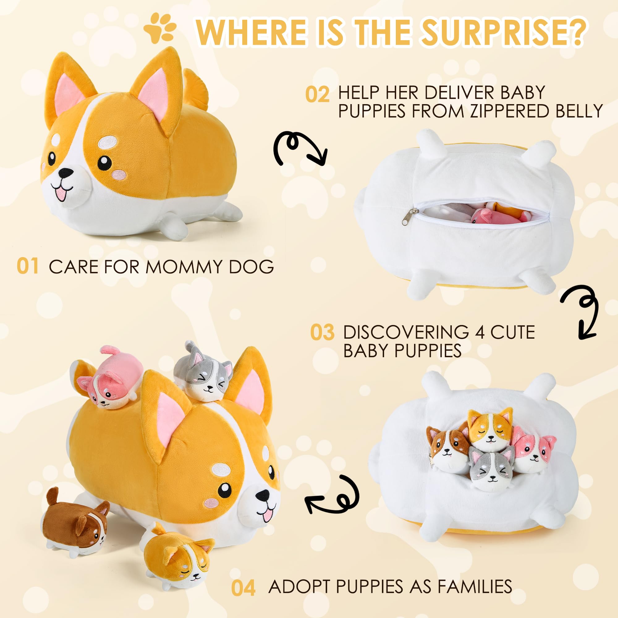 Heamoe 5 Pcs Corgi Dog Stuffed Animals for Kids,15.7