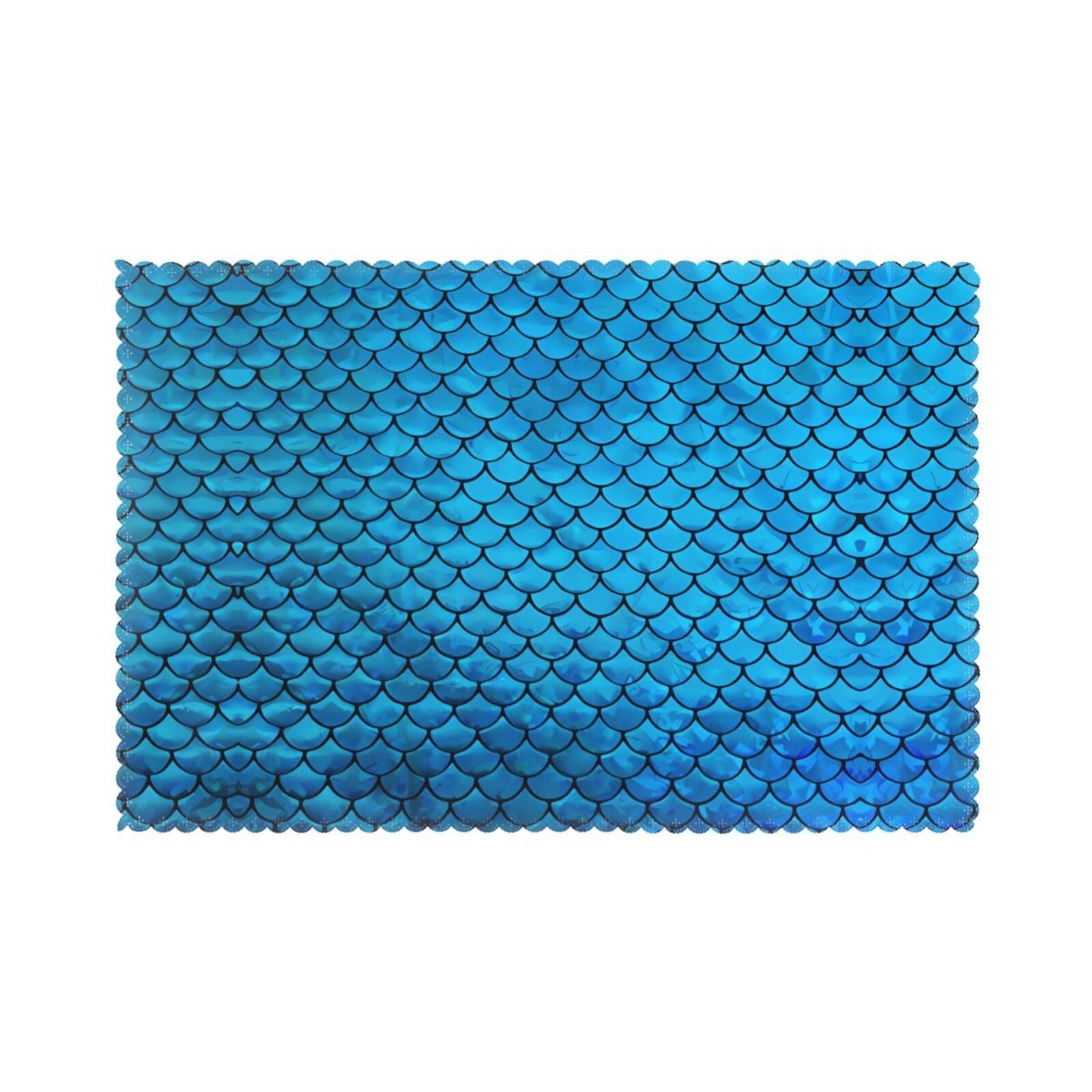 YYHWHJDE blue fish scale Prints Placemats Set of 6 12x18in - Heavy-Duty Polyester Table Layers Built for Lasting Performance
