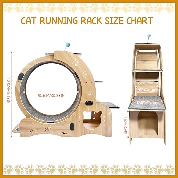 Cat Running Wheel,Cat Exercise Wheel,Cat Running Wheels for Indoor Cats,Cat Wheel Wood Climbing Frame,Cat Treadmill,Oversized Roller Cat Indoor Activity Center,Large (6-in-1)
