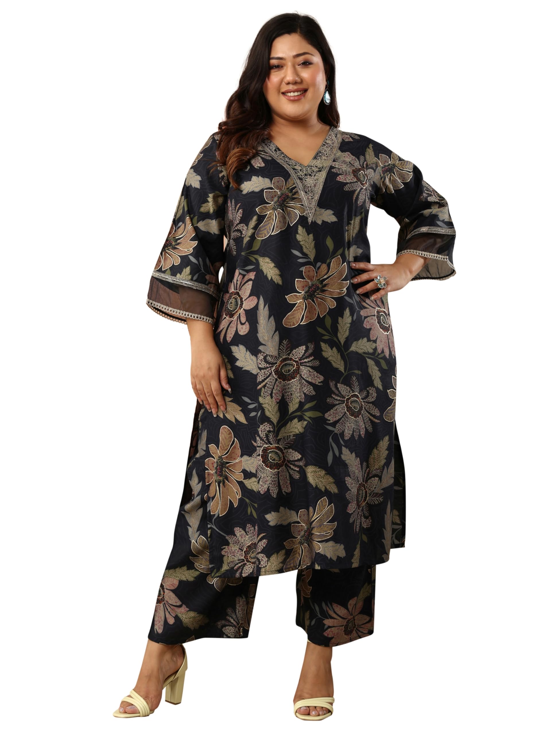 extra love by libas Printed Silk Blend Co-Ord Set-picture-8
