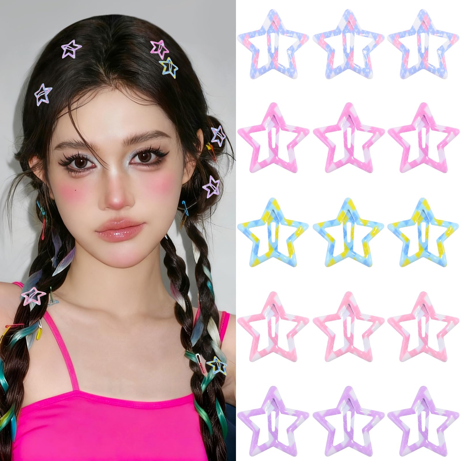 VIBILIA Star Hair Clips Snap Hair Barrettes Non Slip Star - hair accessories | Mubboo