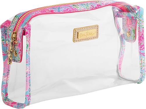 Lilly Pulitzer Bolsa transparente con cremallera, bonito estuche para adultos, neceser de viaje, bolsa pequeña para suministros, maquillaje o