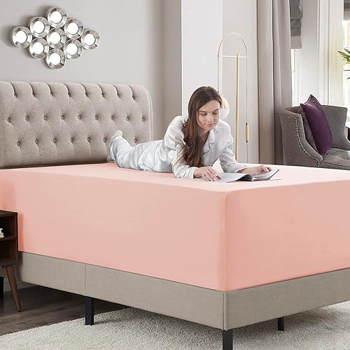 Miniatura 9 de Empyrean - Sábana bajera ajustable tamaño Queen de microfibra ultrasuave de 110 GSM, con bolsillo extra profundo, se adapta de 18 a 24 pulgadas,