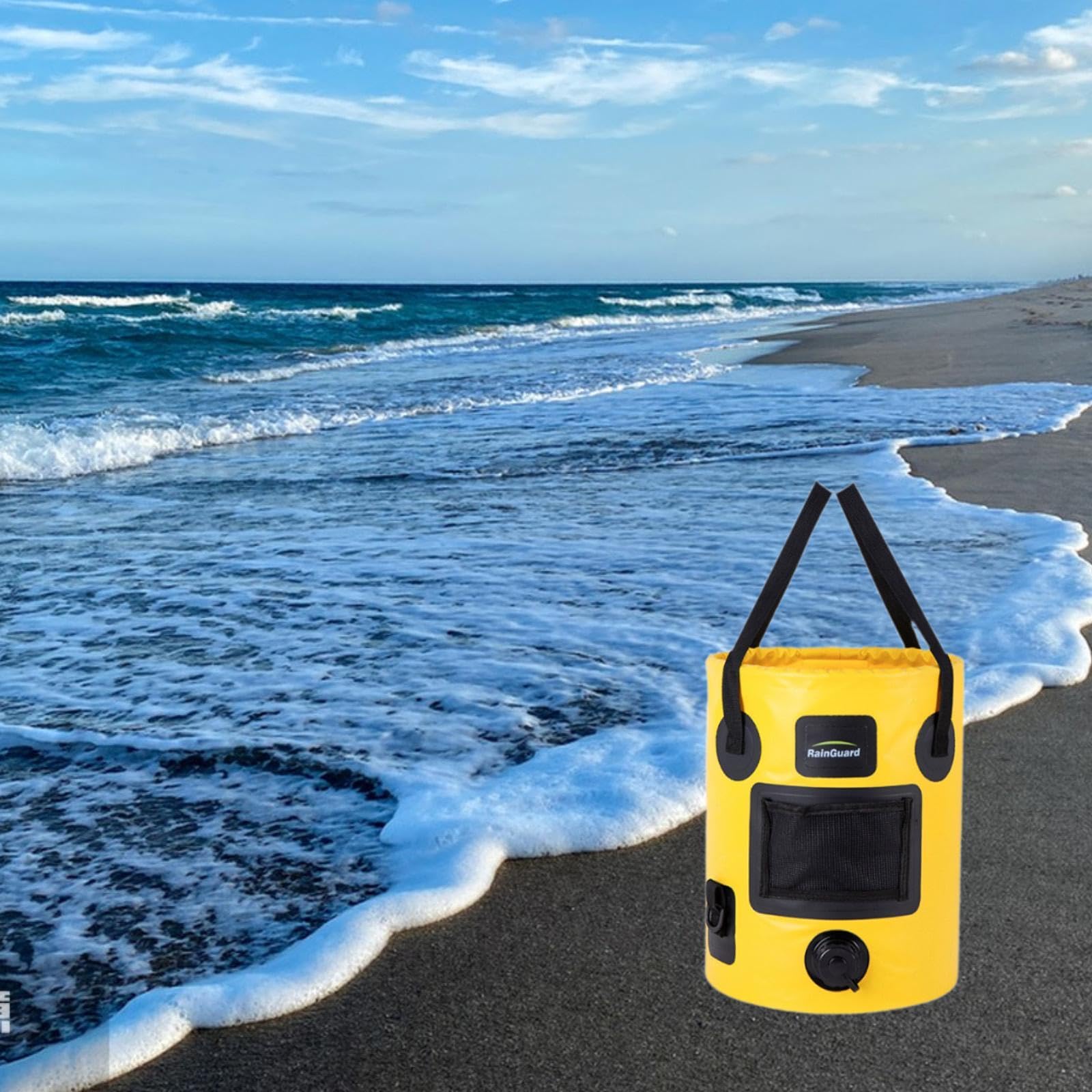Baoblaze Seau de Camping Pliable Étanche Bassin Portatif avec Robinet Récipient à Eau pour Lavage Seau de en Polyester Renforcé Adapté à La Pêche Au Cam