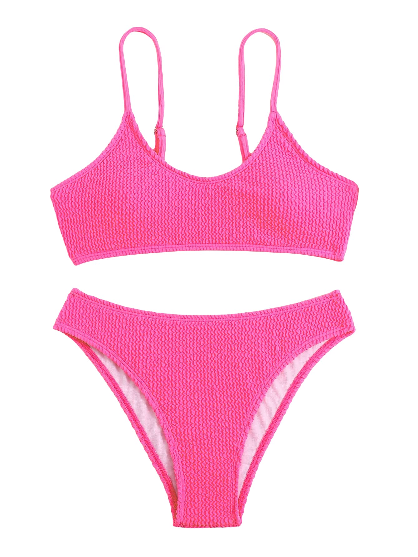 SOLY HUXBikini Sets for Women Solid Textured Bikini Bathing Suits 2 Piece Swimsuit