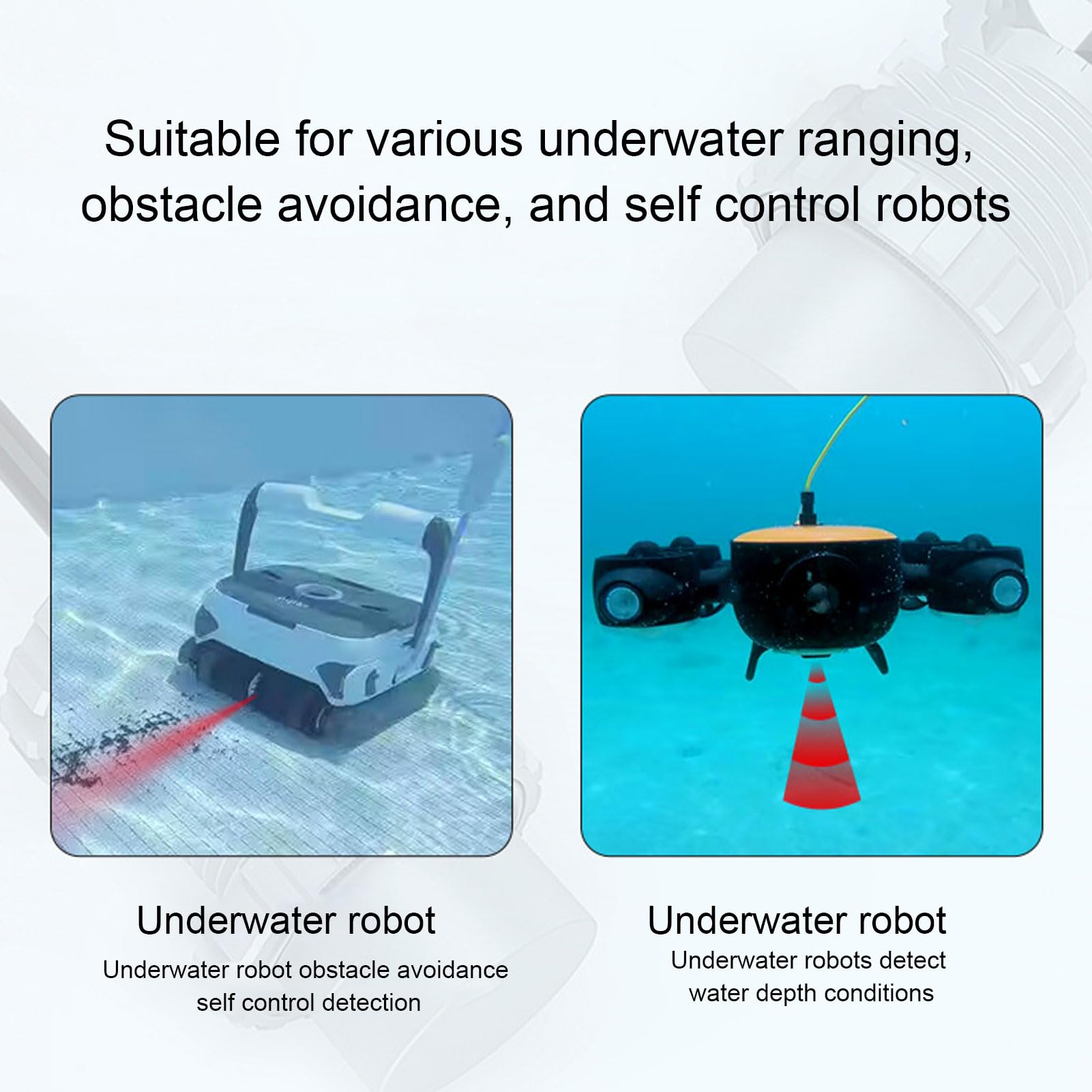 Sensore di Distanza Subacquea Ad Ultrasuoni IP68 Waterproof 485 Output - 10m ROV Evitamento Dell'ostacolo per la Pulizia della Piscina Robot (DYP-L081M4W-V2.0)