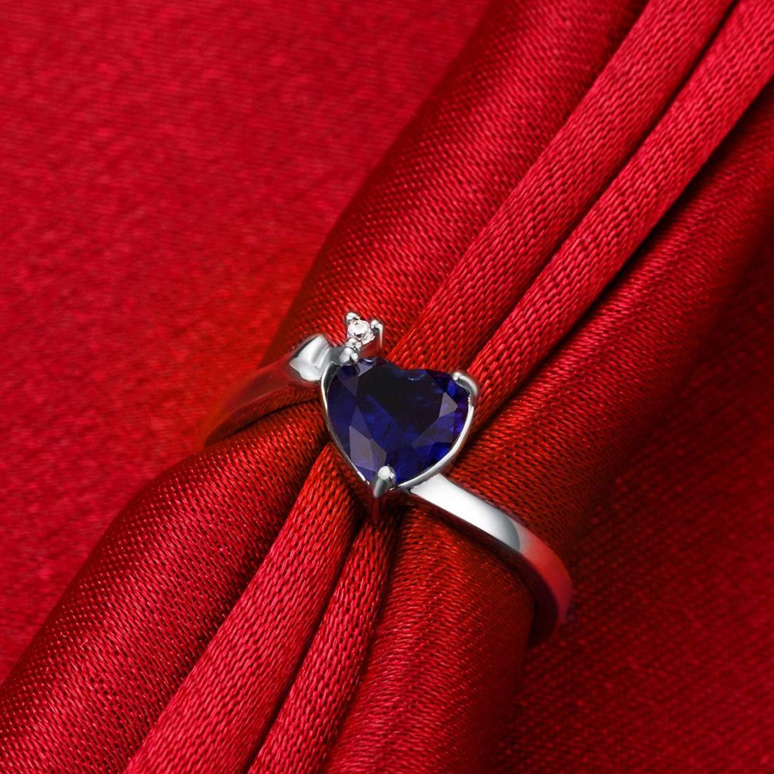 Romantic Heart Crystal Silver Plated Ring