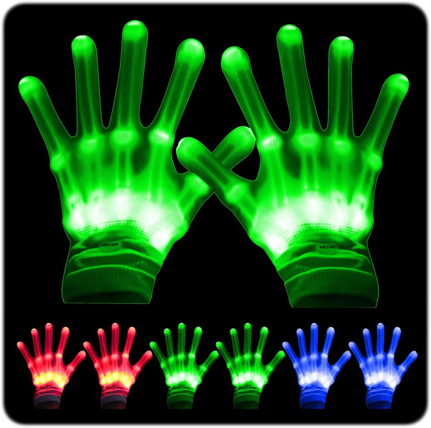 LED Gloves, Finger Lights Gloves 3 Colors 10 Modes Light Up Gloves Christmas Costume Clubbing Party Favors Toys