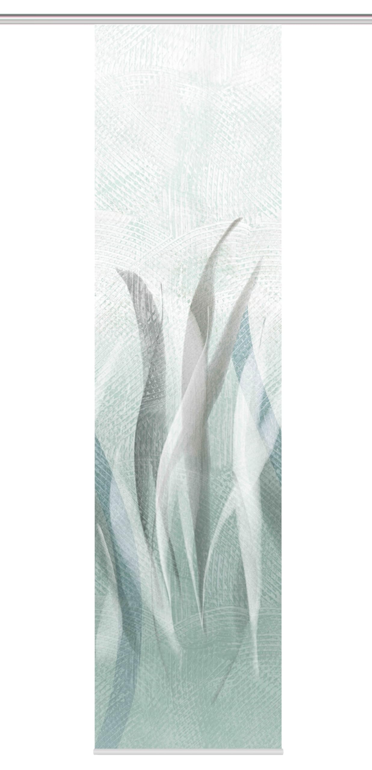 HOME WOHNIDEEN SIRALIO Schiebegardine, Seidenoptik, 245x60 cm, Pflanzendruck, Farbe:Salbei, Größe:245 x 60 cm, Anzahl:1x