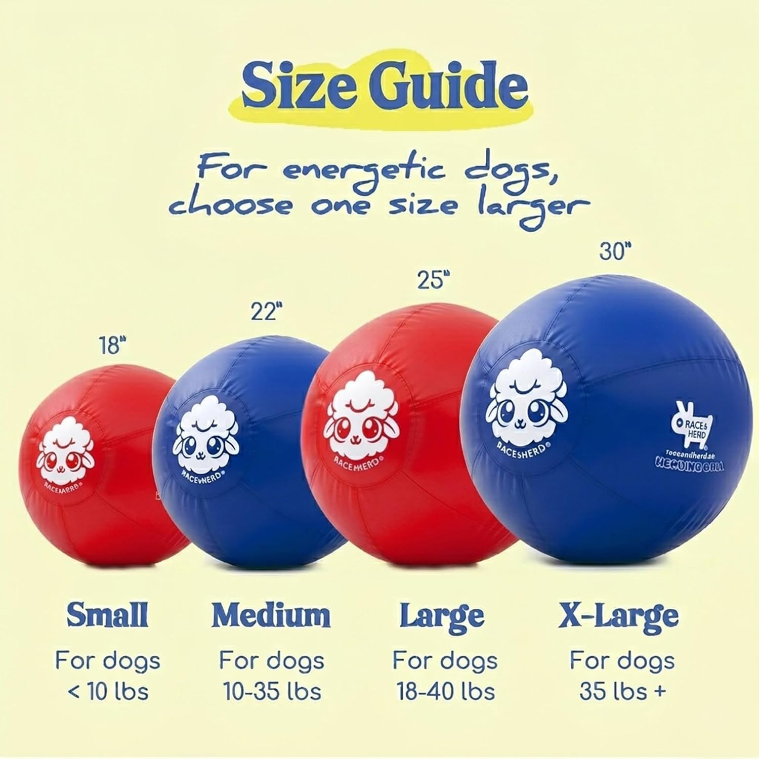 Race&Herd Balle de troupeau originale de 55,9 cm pour chiens — Balles pour | Balle de troupeau moyenne pour berger australien, Border Collie, Corgi et Blue Heeler, exercice en plein air instinct