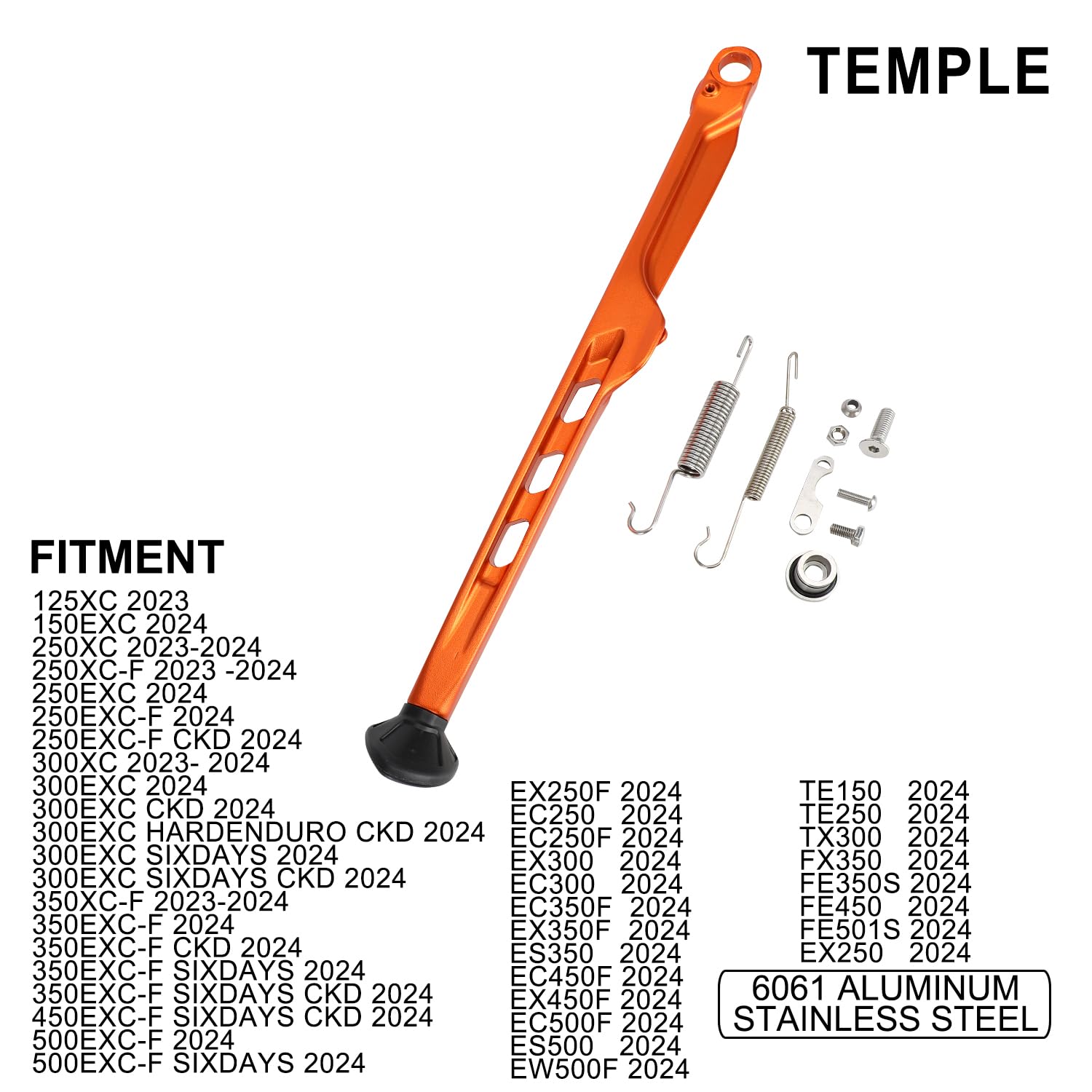 Béquille latérale CNC pour moto tout-terrain avec ressorts pour XC EXC EXC-F TE TX FE