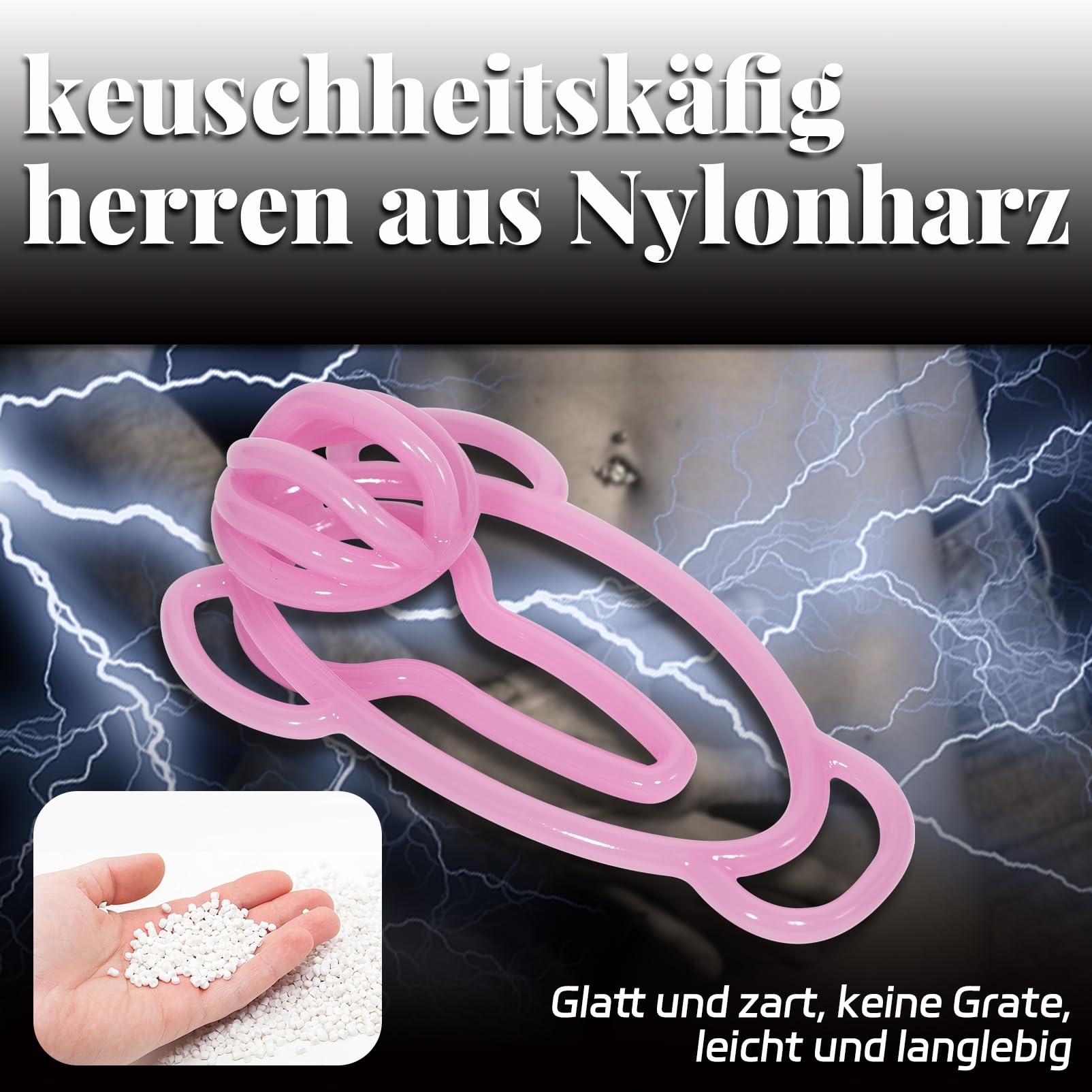 Chastity Cage hommes avec sangle auxiliaire réglable Ceinture de chasteté en nylon imprimée en 3D pour hommes Petit Sissy Cock Cage SM Esclave Bondage Sex Toys (Pink+Belt)