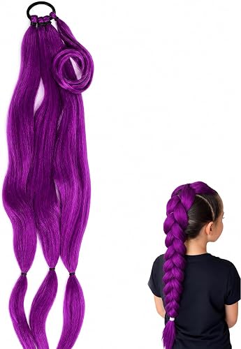 Perruque Violette Enfant, Perruque Kpop Tressee, Accessoire Cosplay Demon Hunter