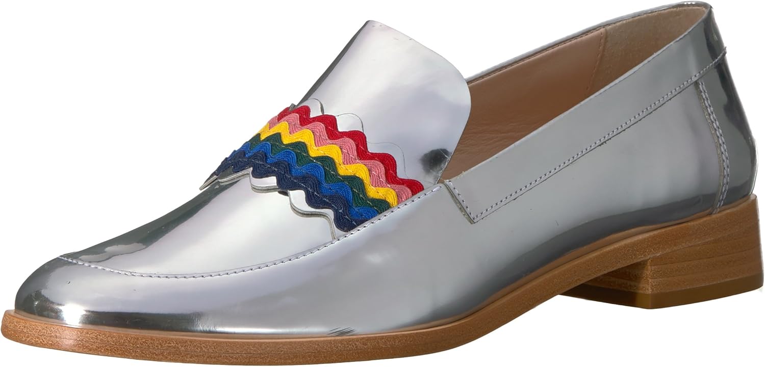 LOEFFLER RANDALL Women's Greta Loafer, Silver/Rainbow, 8 M US