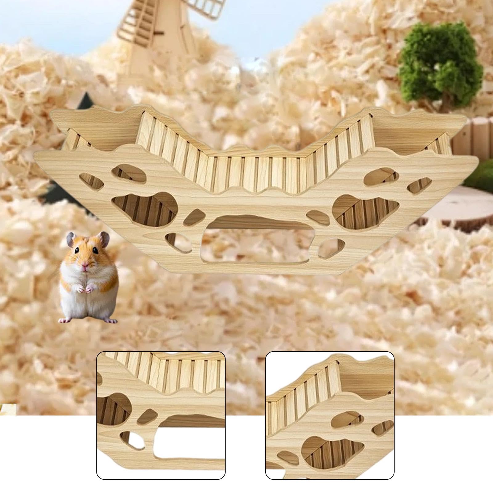 Casetta per Criceto in Legno Rifugio Casa Habitat Giocattolo da Masticare Lavabile con Adatta per Decorazione Ambiente Domestico Esplorazione, Style D