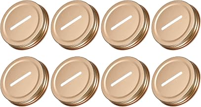 sourcing map Moneda Ranura Banco Tapa para Albañil Tarro, 70mm/2,76" Regular Boca Estaño Placa Tapas Inserciones para Envasado Frascos Cubierta, (Rosa Oro 8uds)