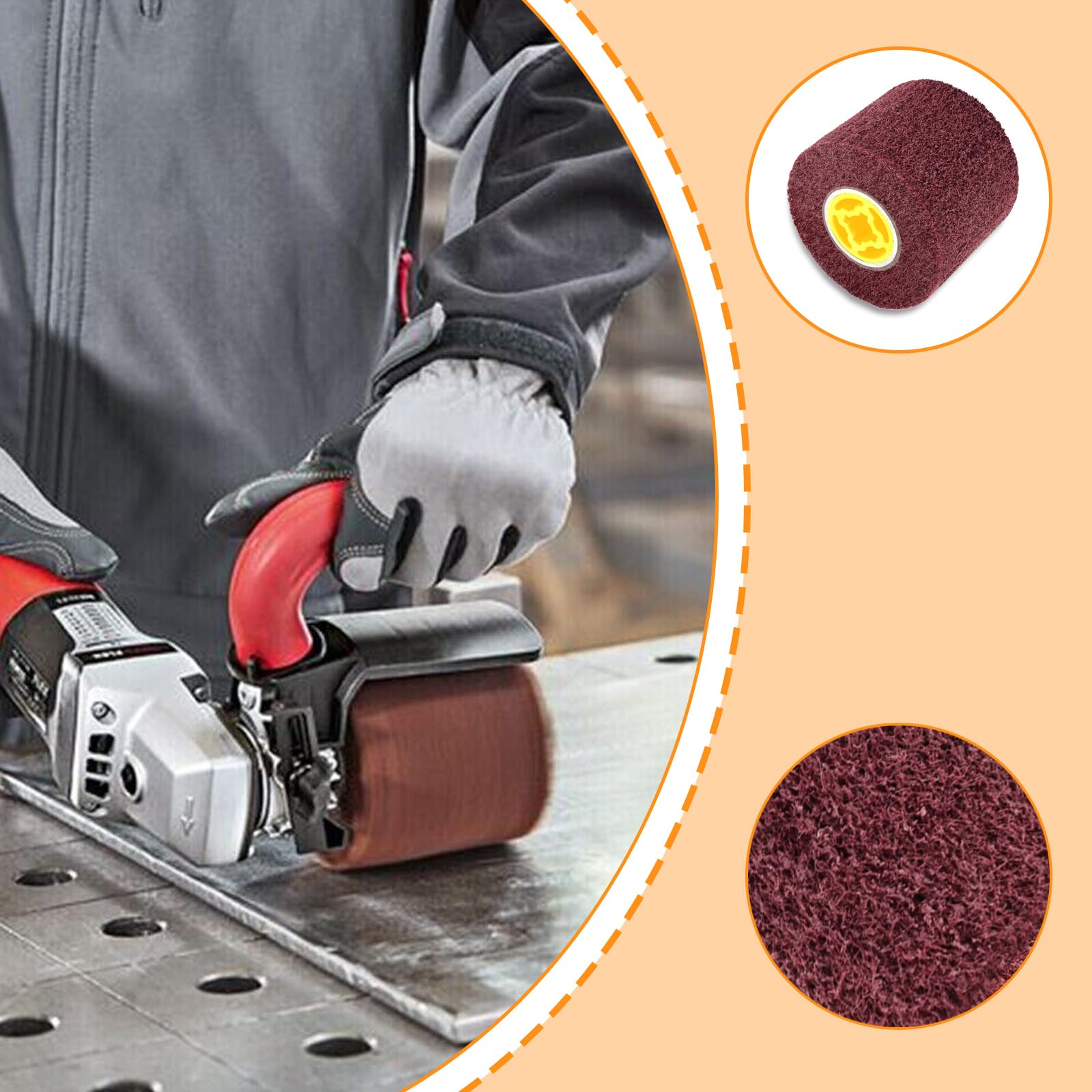 Nylon borstel, 60 korrels, schuurborstel, polijstborstel, schuurrol, borstel, schuurhulzen voor schuurroller, borstelslijper, satijnroller, nylonborstel, schuuropzetstukken voor polijsten