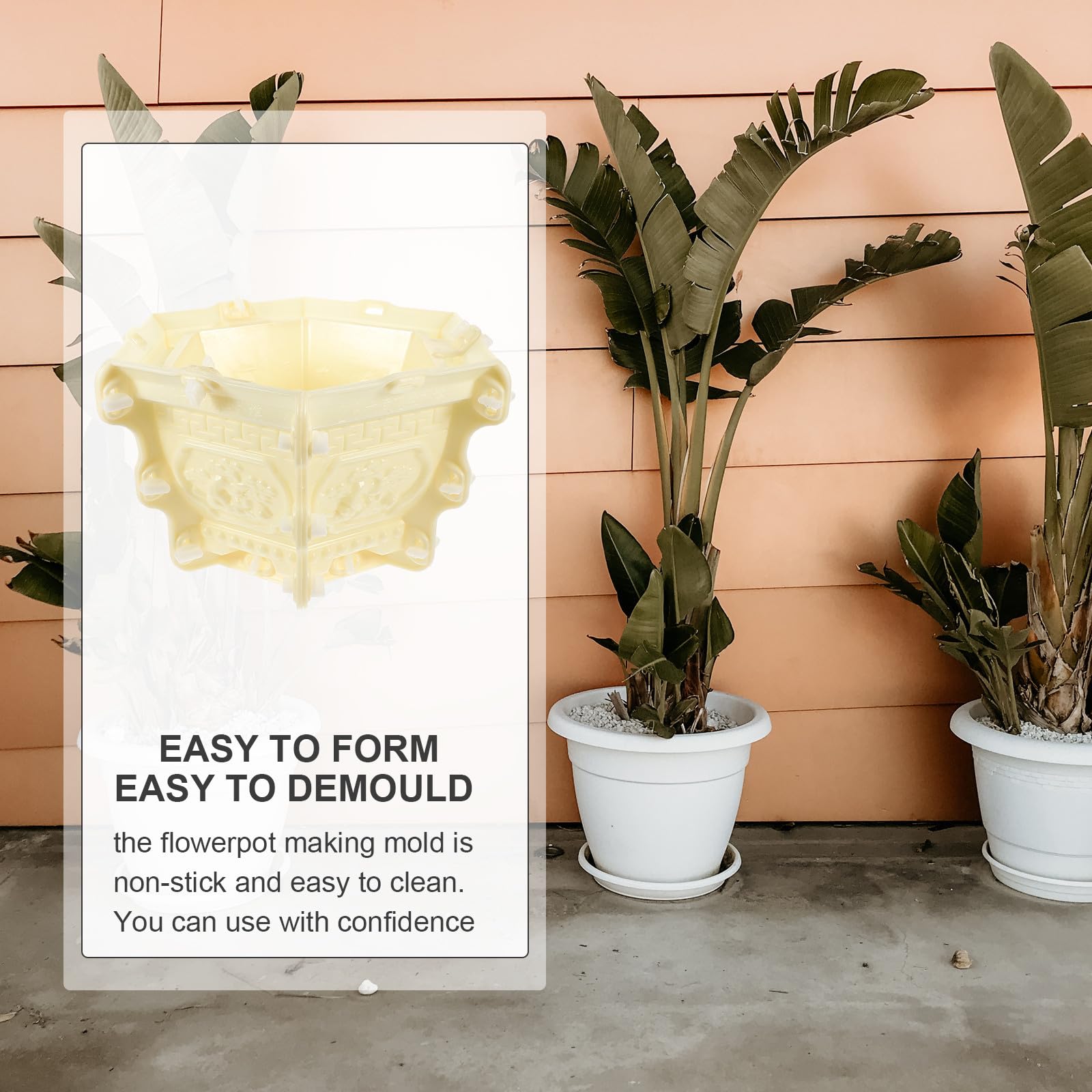 Molde de Fundición para Maceta de Flores DIY para Niños, Plástico Beige | Fácil de Desmoldar y Limpiar, para Manualidades y Actividades Diy, Modelo Hexagonal
