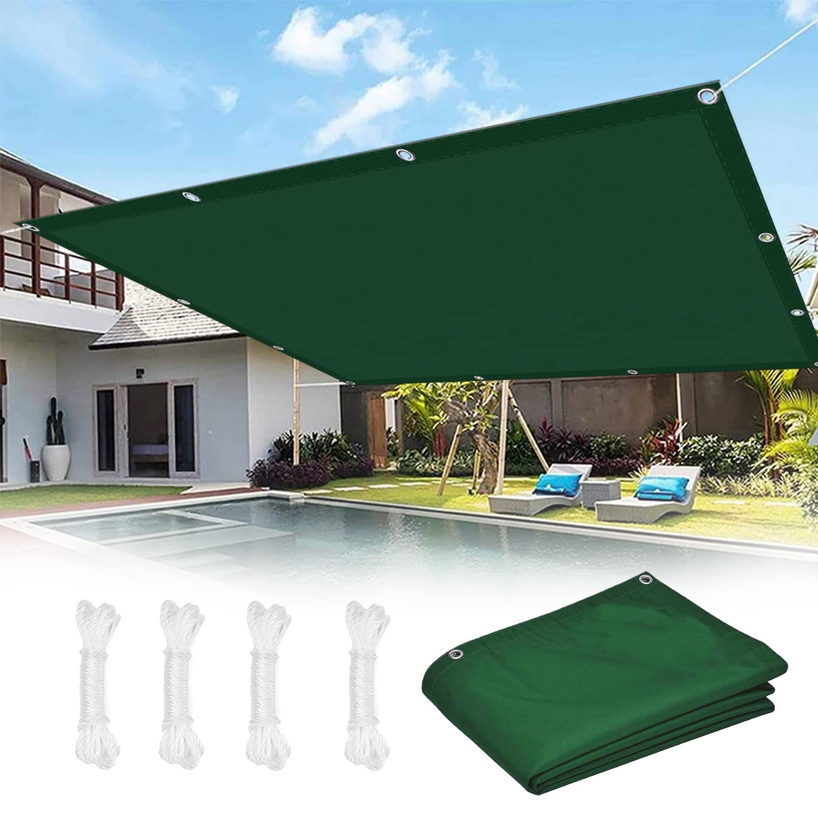 Voile d'ombrage rectangulaire bloquant 98% UV contre la chaleur sur le balcon