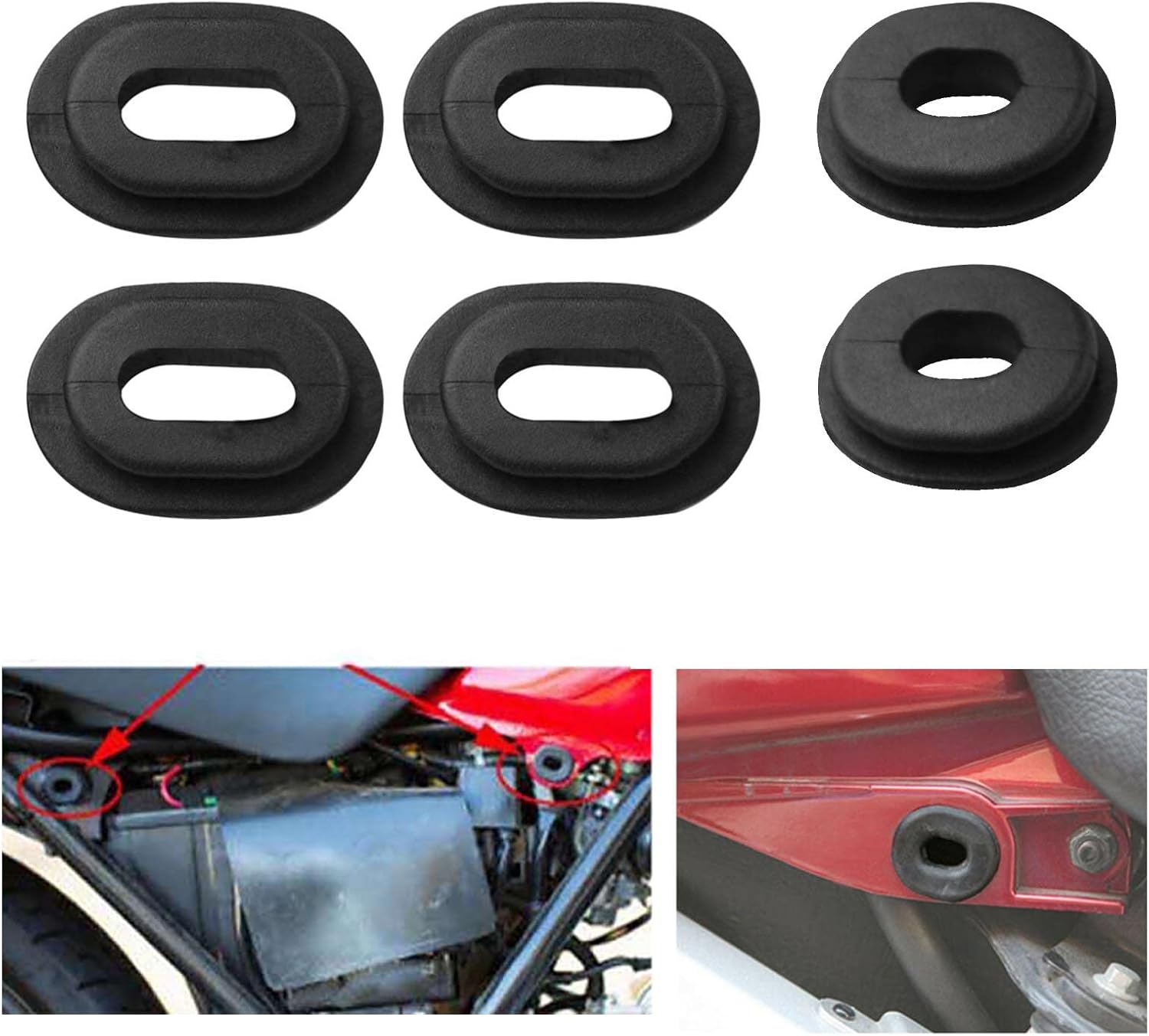 Side Cover Grommet Single Side Rubber Oval Washer 12Pcs for CG125 CB100 550K 550F 750F CB125S XL 100 125 Motorcycle Fairing Washer