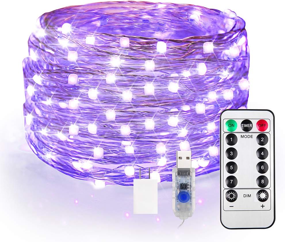OMIKA 40ft LED UV Black Light, 120 Units 2835 LED UV Lamp Beads 8 Modes