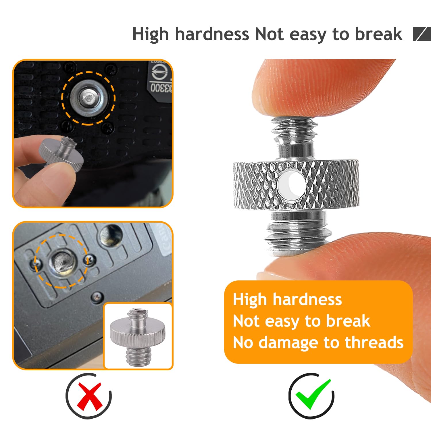 Frgyee Edelstahl Schraubadapter Set - 1/4" Auf 1/4" & 3/8" Stativ Adapter Mit Hex-Schlüssel