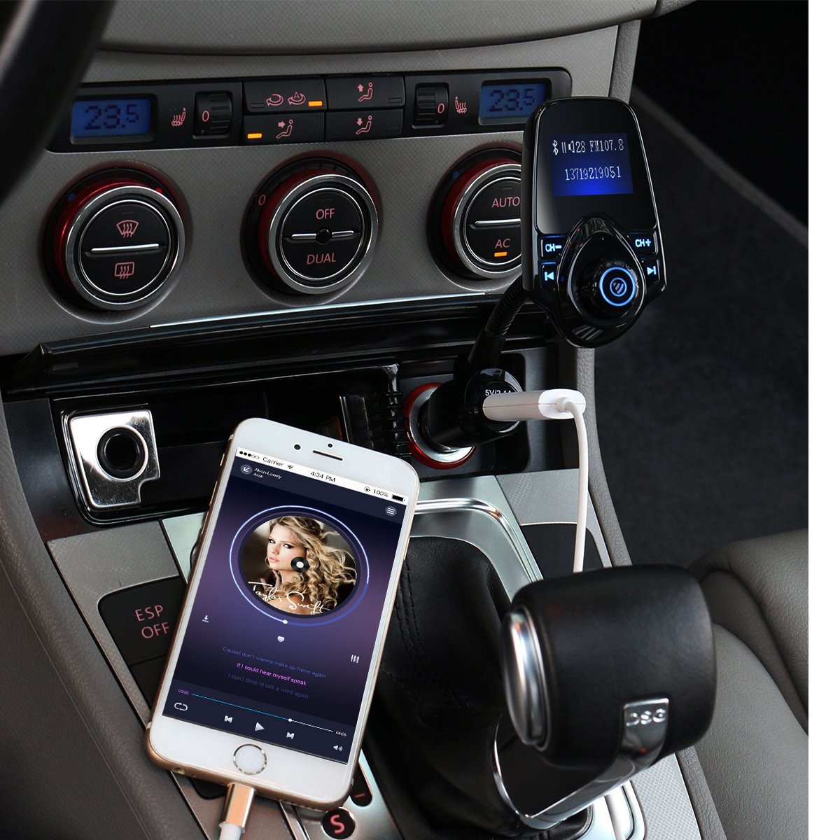 Lettore musicale MP3 vivavoce senza fili per auto Bluetooth Il ricevitore FM supporta la scheda TF e la ricarica USB